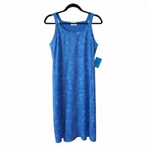 Columbia NWT Blue Print Tank Dress M Omni-Shade Stretch Casual Summer Outdoor